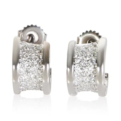 Pre-owned Bvlgari White Gold Diamond B.zero1 Hoop Earrings