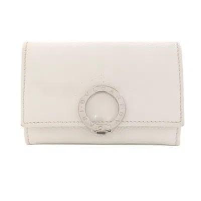 Pre-owned Bvlgari White Leather Coin Purse/coin Case ()
