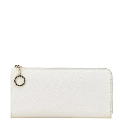 Pre-owned Bvlgari White Leather Long Wallet (bi-fold) ()