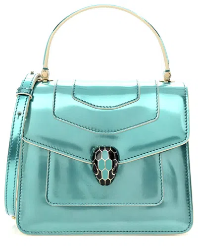Bvlgari White Metallic Calfskin Leather Serpenti Forever Top Handle (authentic  Pre-loved)