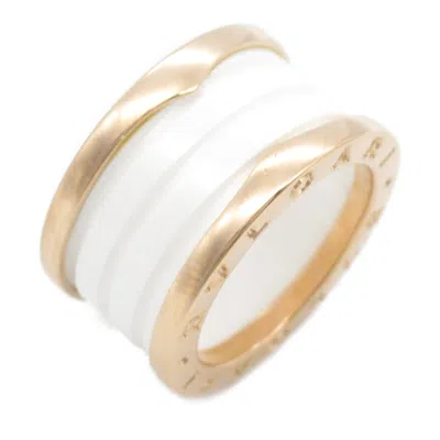 Pre-owned Bvlgari White Pink Gold (18k) Ceramic Band Ring ()