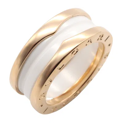 Pre-owned Bvlgari White Pink Gold (18k) Ceramic Band Ring ()