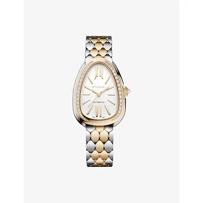 Bvlgari White Serpenti Seduttori 18ct Yellow Gold, Stainless-steel Diamond Automatic Watch