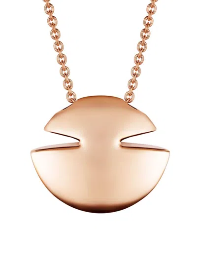 Bvlgari Women's 18k Pink Gold Cabochon Pendant Necklace In Metallic