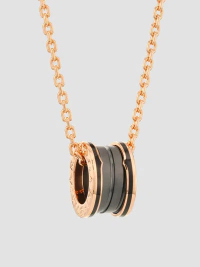 Bvlgari Women's B. Zero1 18k Rose Gold & Black Ceramic Pendant Necklace In Black Rose Gold