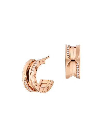 Bvlgari Women's B01 18k Rose Gold & 0.22 Tcw Diamond Pavé Hoop Earrings