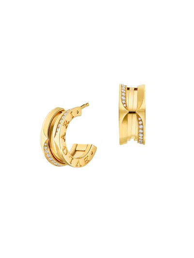 Bvlgari Women's B01 18k Rose Gold & 0.22 Tcw Diamond Pavé Hoop Earrings