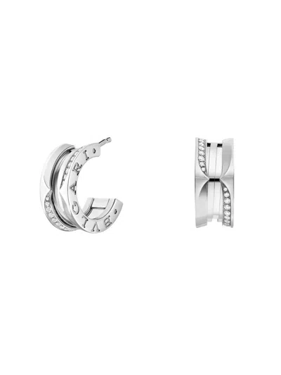 Bvlgari Women's B01 18k Rose Gold & 0.22 Tcw Diamond Pavé Hoop Earrings In Silver