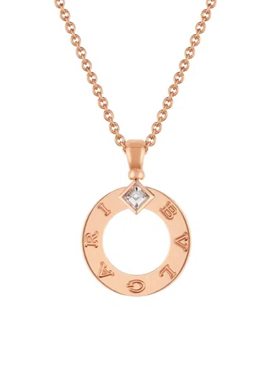 Bvlgari Women's   18k Rose Gold & 0.09 Tcw Diamond Circle Pendant Necklace In Pink Gold