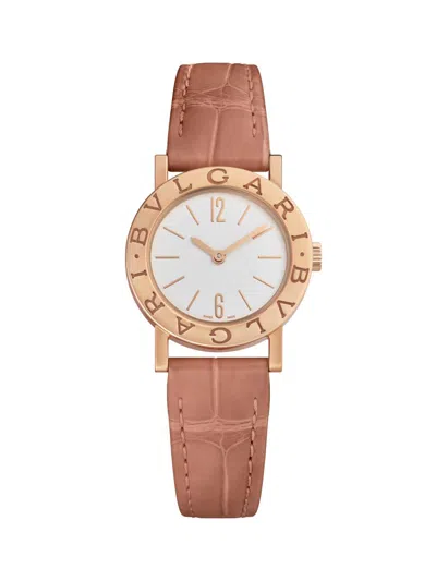 Bvlgari Women's   18k Rose Gold & Alligator Leather Strap Watch/26mm In Red