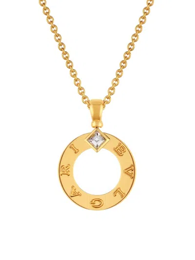 Bvlgari Women's   18k Yellow Gold & 0.09 Tcw Diamond Circle Pendant Necklace