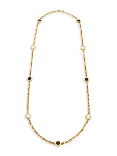 Bvlgari Women's   18k Yellow Gold, Mother-of-pearl & Black Onyx Charm Necklace In Pink
