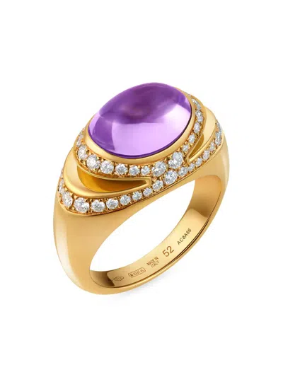 Bvlgari Womens Yellow Gold Cabochon 18ct Yellow-gold, Amethyst And 0.56ct Demi Pavé-diamond Ring
