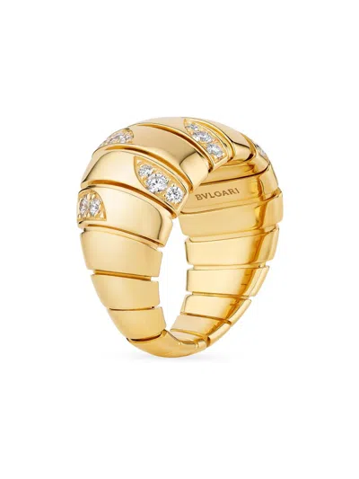Bvlgari Women's  Tubogas Tubo 18k Yellow Gold & 0.61 Tcw Diamond Pavé Ring