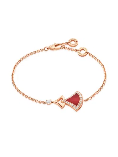 Bvlgari Women's Divas' Dream 18k Rose Gold, Carnelian & 0.31 Tcw Diamond Bracelet In Pink