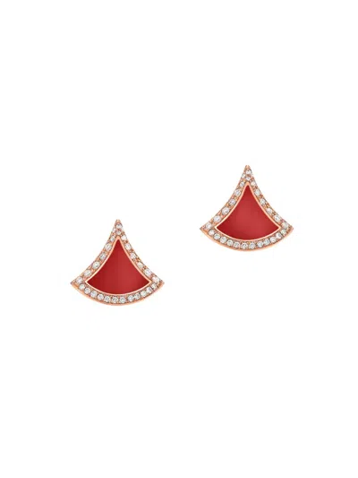 Bvlgari Women's Divas' Dream 18k Rose Gold, Pink Carnelian & 0.10 Tcw Diamond Earrings In Neutral