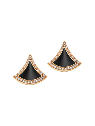 Bvlgari Women's Divas' Dream 18k Yellow Gold, Black Onyx & 0.10 Tcw Diamond Stud Earrings