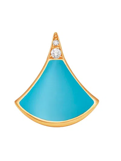 Bvlgari Women's Divas' Dream 18k Yellow Gold, Turquoise & 0.01 Tcw Diamond Single Stud Earring