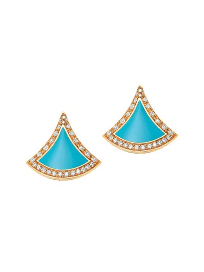 Bvlgari Women's Divas' Dream 18k Yellow Gold, Turquoise & 0.10 Tcw Diamond Earrings