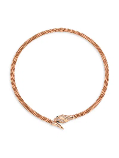 Bvlgari Women's Serpenti 18k Rose Gold, Onyx & 0.69 Tcw Diamond Snake Collar Necklace