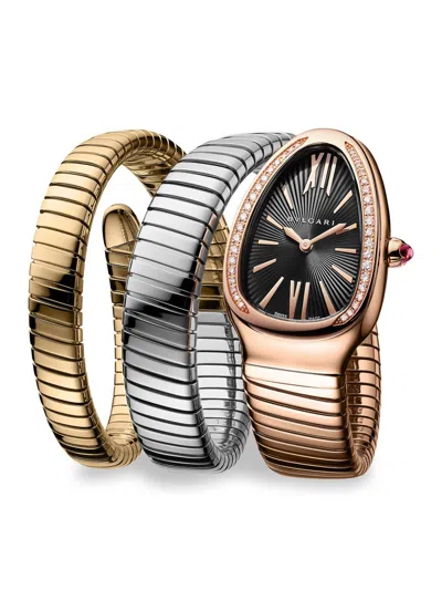 Bvlgari Women's Serpenti 18k Rose Gold, White Gold & Yellow Gold Double Twist Watch In Neutral