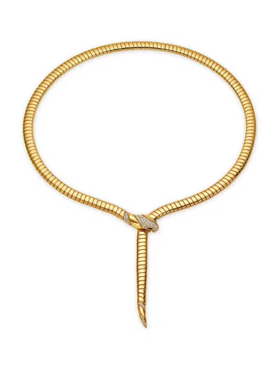 Bvlgari Women's Serpenti 18k Yellow Gold & 0.46 Tcw Diamond Tubogas Necklace