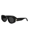 Bvlgari Logo Geometric Acetate Oval Sunglasses In Sblksmk