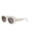 Bvlgari Logo Geometric Acetate Oval Sunglasses In Ivrysmk