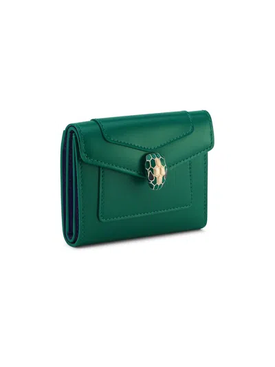 Bvlgari Women's Serpenti Forever Leather Bi-fold Wallet In Green