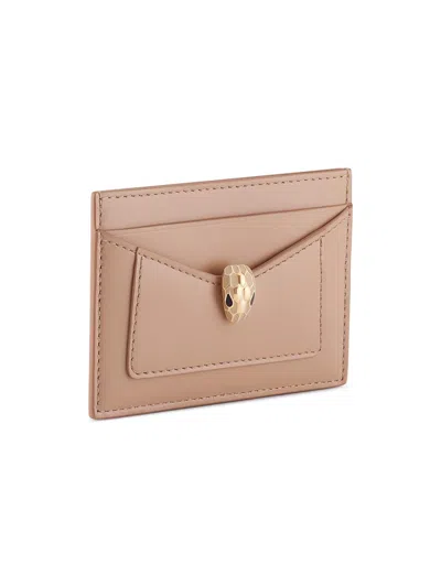 Bvlgari Women's Serpenti Forever Leather Card Holder In Brown