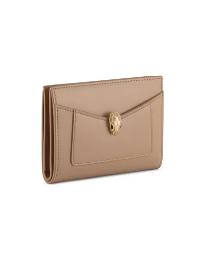 Bvlgari Women's Serpenti Forever Leather Card Holder In Brown