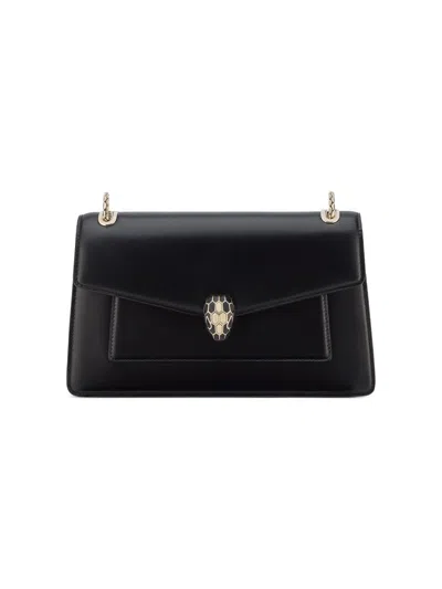 Bvlgari Women's Serpenti Forever Leather Shoulder Bag In Black