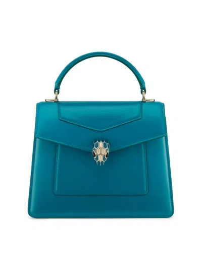 Bvlgari Womens Blue Serpenti Forever Leather Top-handle Bag
