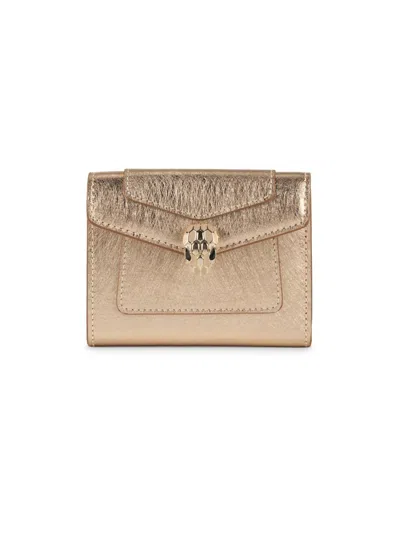 Bvlgari Women's Serpenti Forever Leather Wallet In Gold