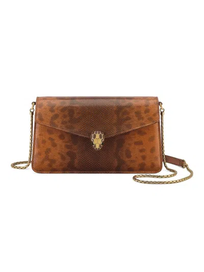 Bvlgari Women's Serpenti Printed Snake-embossed Leather Shoulder Bag In Amber
