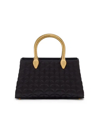 Bvlgari Women's Serpenti Textured Satin Top Handle Bag In Black