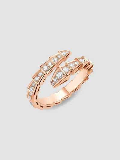 Bvlgari Serpenti Ring In 18k Rose Gold And Diamonds