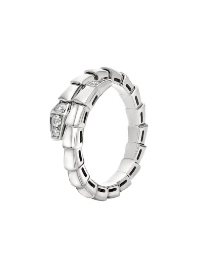 Bvlgari Women's Serpenti Viper 18k White Gold & 0.14 Tcw Diamond Ring In Pink