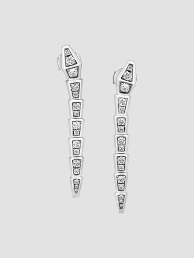 Bvlgari Women's Serpenti Viper 18k White Gold & 1.08 Tcw Diamond Drop Earrings