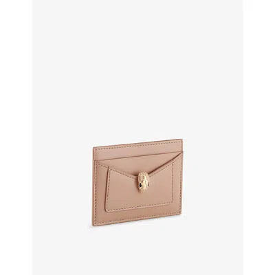 Bvlgari Womens Beige Serpenti Forever Leather Card Holder In Sand
