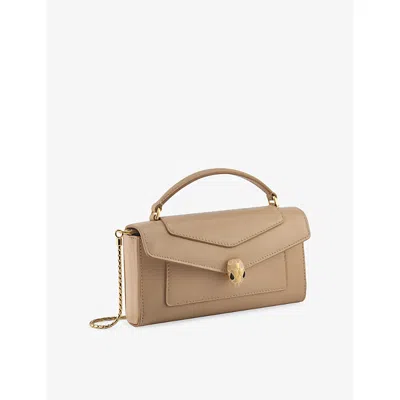 Bvlgari Womens Beige Serpenti Forever Leather Phone Cas In Sand