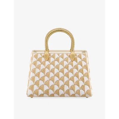 Bvlgari Womens Beige Serpentine Duo Raffia Tote Bag In Multi