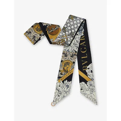 Bvlgari Womens Black Heritage Alchemist Slim Silk Scarf