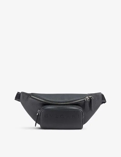 Bvlgari Black Logo-embossed Leather Belt Bag