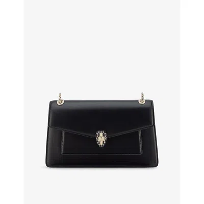 Bvlgari Womens Black Serpenti Forever Medium Leather Shoulder Bag