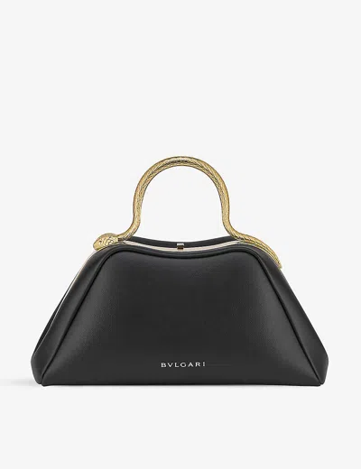 Bvlgari Serpentine Leather Top-handle Bag In Black