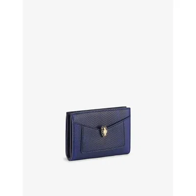 Bvlgari Womens Blue Serpenti Forever Folded Leather Card Holder