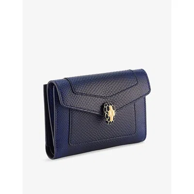 Bvlgari Womens Blue Serpenti Forever Large Leather Wallet