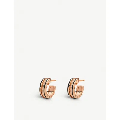 Bvlgari Womens Rose Gold B.zero1 18ct Rose-gold And Ceramic Hoop Earrings