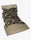 Bvlgari Womens  Lettere Maxi Logo-print  Silk And Wool-blend Scarf In Gold Bronze